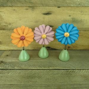Set of Three Wooden Daisy Picture / Memo / Recipe / Business Card Holder